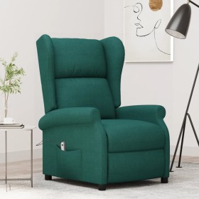 Sillón orejero reclinable eléctrico de tela verde