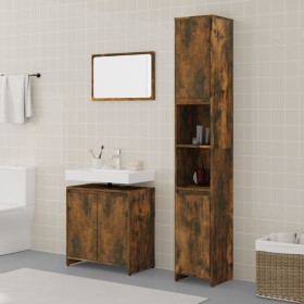 Set de muebles baño 3 pzas madera contrachapada roble ahumado de , Muebles de baño - Ref: Foro24-3152719, Precio: 166,39 €