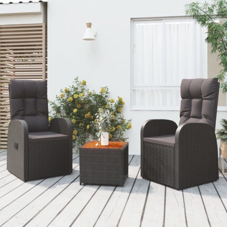 Juego salón jardín 3 pzas madera acacia ratán sintético negro by , Garden sets - Ref: Foro24-3157649, Price: 380,10 €, Discou...