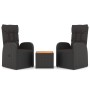 Juego salón jardín 3 pzas madera acacia ratán sintético negro by , Garden sets - Ref: Foro24-3157649, Price: 380,10 €, Discou...