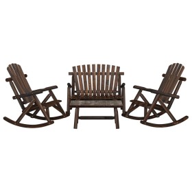 Juego de muebles de jardín 4 piezas madera maciza de abeto