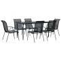 Juego de comedor para jardín 7 piezas acero y textilene negro by , Garden sets - Ref: Foro24-3200687, Price: 274,44 €, Discou...