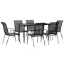 Juego de comedor para jardín 7 piezas acero y textilene negro by , Garden sets - Ref: Foro24-3200685, Price: 258,30 €, Discou...