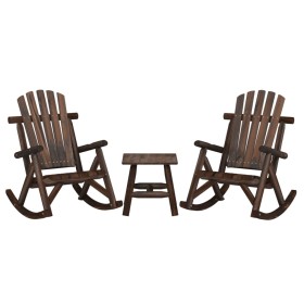 Juego de muebles de jardín 3 piezas madera maciza de abeto