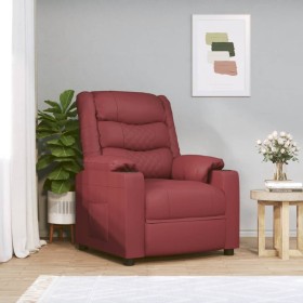 Sillón reclinable de cuero sintético rojo tinto