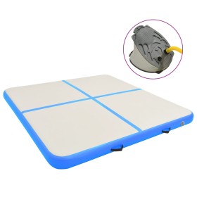 Esterilla inflable de gimnasia con bomba PVC azul