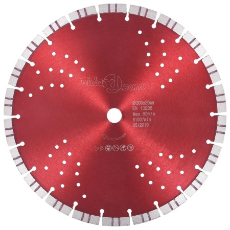 Disco de corte de diamante con turbo y agujeros acero 300 mm