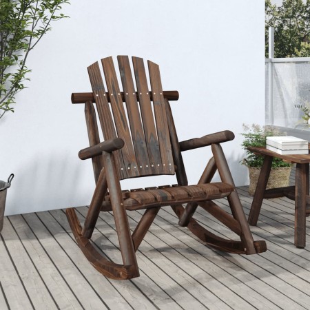 Silla mecedora de jardín madera maciza abeto 69x96x101 cm