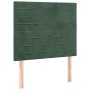 Cama box spring con colchón terciopelo verde oscuro 90x190 cm