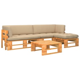 Muebles de palets 4 pzas y cojines madera pino impregnada miel by , Garden sets - Ref: Foro24-3066808, Price: 394,19 €, Disco...