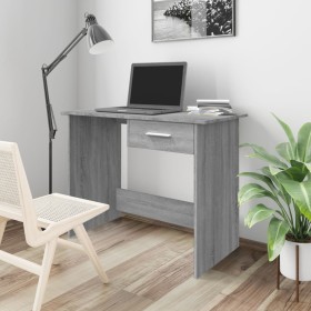 Escritorio de madera contrachapada gris Sonoma