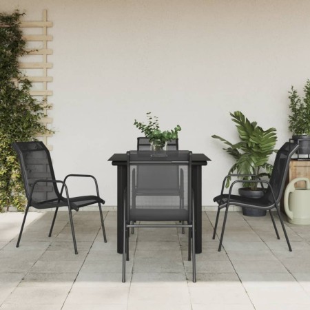 Juego de comedor para jardín 5 piezas acero y textilene negro de , Conjuntos de jardín - Ref: Foro24-3200691, Precio: 181,17 ...