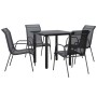 Juego de comedor para jardín 5 piezas acero y textilene negro de , Conjuntos de jardín - Ref: Foro24-3200691, Precio: 181,17 ...
