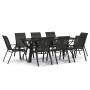 Juego de comedor de jardín 9 piezas negro by , Garden sets - Ref: Foro24-3095974, Price: 484,10 €, Discount: %