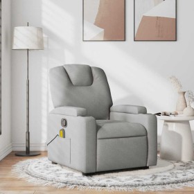 Sillón reclinable de masaje de tela gris claro