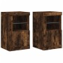 Mesita de noche luces LED 2 uds madera ingeniería roble ahumado von , Schließfächer und Lagerschränke - Ref: Foro24-836639, P...