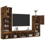 Muebles TV pared con LED 4 pzas madera ingeniería roble ahumado de , Muebles TV - Ref: Foro24-3216658, Precio: 185,52 €, Desc...