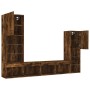 Muebles TV pared con LED 4 pzas madera ingeniería roble ahumado de , Muebles TV - Ref: Foro24-3216658, Precio: 185,52 €, Desc...