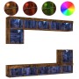 Muebles TV pared con LED 8 pzas madera ingeniería roble ahumado von , TV-Möbel - Ref: Foro24-3216672, Preis: 229,05 €, Rabatt: %