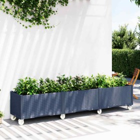 Jardinera con ruedas PP azul gris 240x50x54 cm