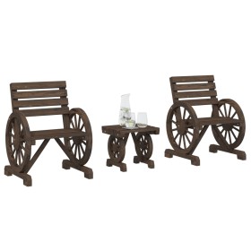 Juego de muebles de jardín 3 piezas madera maciza