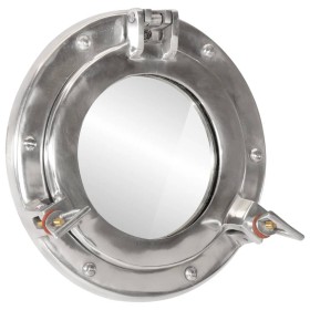 Espejo de ojo de buey de pared aluminio y vidrio