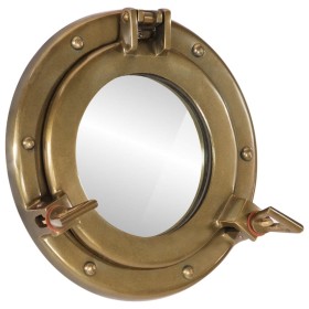 Espejo de ojo de buey de pared aluminio y vidrio