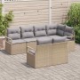 Conjunto de sofá de jardín 7 pcs Beige Poliratán