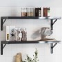 Soportes estante 4 uds acero inoxidable negro 23,5x2,5x15,5 cm | Foro24.es | Tu tienda online para hogar, jardín y más Foro24.es