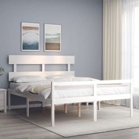 Seniorenbett Massivholz Kopfteil weiß 160x200 cm von vidaXL, Betten und Lattenroste - Ref: Foro24-3195362, Preis: 179,78 €, R...