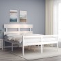 Seniorenbett Massivholz Kopfteil weiß 160x200 cm von vidaXL, Betten und Lattenroste - Ref: Foro24-3195362, Preis: 179,78 €, R...