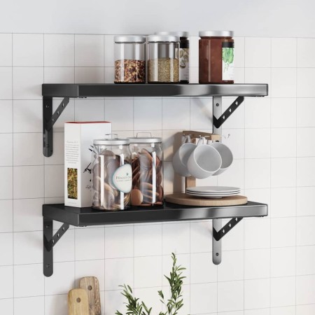 Estantes de pared 2 uds acero inoxidable negro 50x23,5 cm | Foro24.es | Tu tienda online para hogar, jardín y más Foro24.es