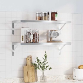Estantes de pared 2 uds acero inoxidable plateado 75x30 cm by , Shelves and shelves - Ref: Foro24-3214506, Price: 78,14 €, Di...