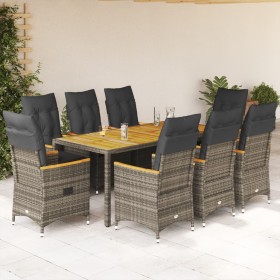 Set comedor jardín 9 pzas y cojines ratán sintético gris de , Conjuntos de jardín - Ref: Foro24-3276850, Precio: 1,00 €