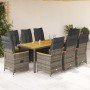 Set comedor jardín 9 pzas y cojines ratán sintético gris de , Conjuntos de jardín - Ref: Foro24-3276850, Precio: 1,00 €, Desc...