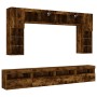 Muebles de TV de pared con luces LED 8 piezas roble ahumado by , TV Furniture - Ref: Foro24-3216768, Price: 336,04 €, Discoun...