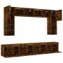 Muebles de TV de pared con luces LED 8 piezas roble ahumado by , TV Furniture - Ref: Foro24-3216768, Price: 336,04 €, Discoun...