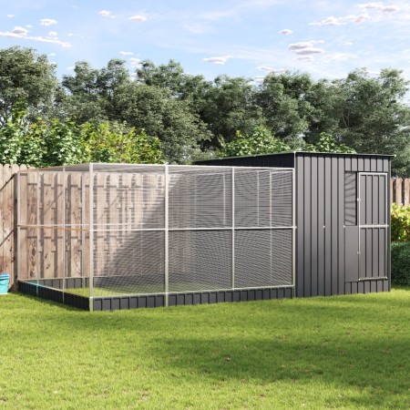 Pajarera con extensión acero plateado 497x303x216 cm | Foro24.es | Tu tienda online para hogar, jardín y más Foro24.es