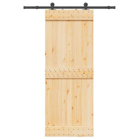 Puerta corredera con herrajes madera maciza de
