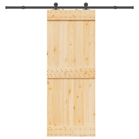 Puerta corredera con herrajes madera maciza de