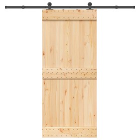Puerta corredera con herrajes madera maciza de