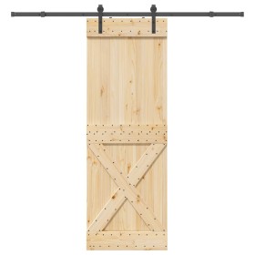 Puerta corredera con herrajes madera maciza de