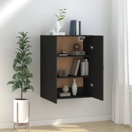 Black engineered wood hanging cabinet 69.5x34x90 cm by vidaXL, Lockers and storage cabinets - Ref: Foro24-812268, Price: 74,2...