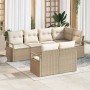 Conjunto de sofá de jardín 7 pcs Beige Poliratán