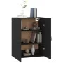 Black engineered wood hanging cabinet 69.5x34x90 cm by vidaXL, Lockers and storage cabinets - Ref: Foro24-812268, Price: 74,2...