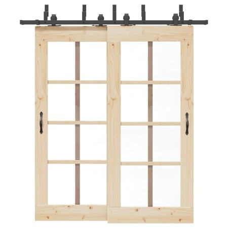 Kit de herrajes para puertas correderas acero negro 200 cm | Foro24.es | Tu tienda online para hogar, jardín y más Foro24.es