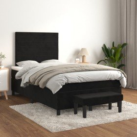 Cama box spring con colchón terciopelo negro 120x200 cm Cama box spring con colchón terciopelo negro 120x200 cm