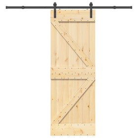 Puerta corredera con herrajes madera maciza de