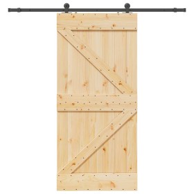 Puerta corredera con herrajes madera maciza de