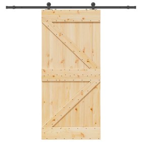Puerta corredera con herrajes madera maciza de